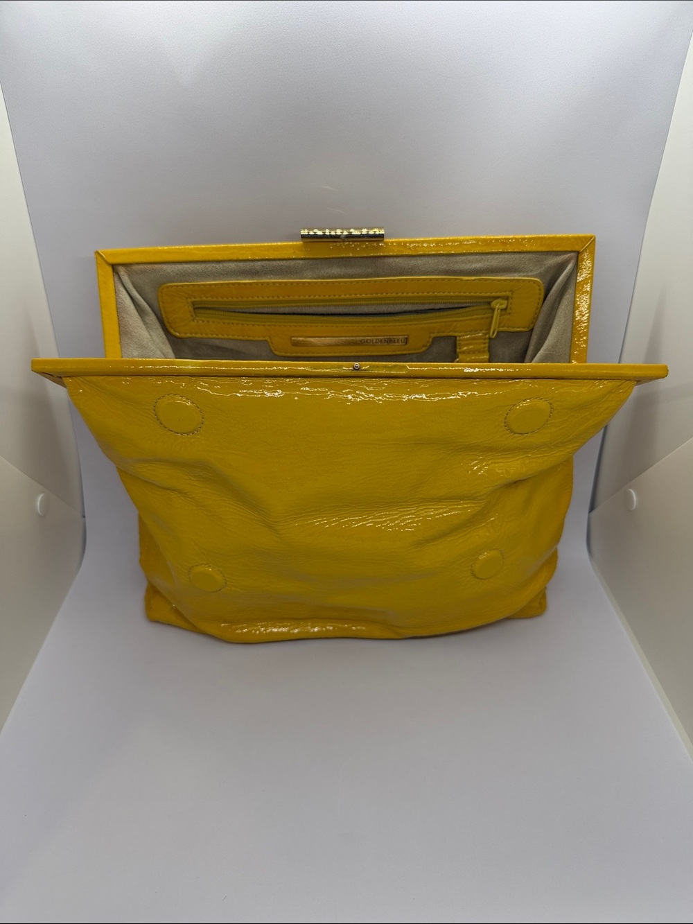 Yellow Patent Leather Frame Clutch by Unknown Brand